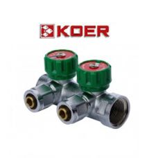 Koer 1122-2 1” x2 WAYS коллектор вентильный с фитингом