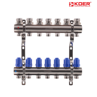 Коллекторный блок с термостатическими клапанами KOER KR.1110 - 07 1” x 7 WAYS