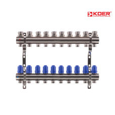 Коллекторный блок с термостатическими клапанами KOER KR.1110 - 10 1” x 10 WAYS