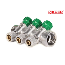 Коллектор вентильный KOER KR.1123-3 3/4”x3 WAYS c фитингом под углом 120°