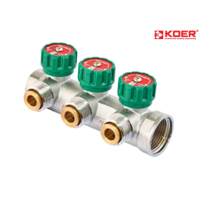 Колектор вентильний KOER KR.1127-3 - 1”x3 - 3/4 WAYS з адаптером (євроконус-площина)