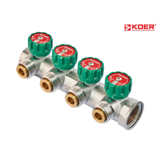 Колектор вентильний KOER KR.1127-4 - 1”x4 - 3/4 WAYS з адаптером (євроконус-площина)