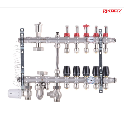 Коллектор со встроенным смесит. узлом KOER KR.S1012-05 1"х5 SUS304 и евроконусами 3/4-16 