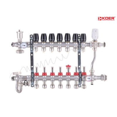 Колектор із вбудованим змішув. вузлом KOER KR.S1013-07 1"х7 SUS304 та євроконусами 3/4-16