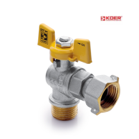 Кран шаровой угловой KOER YELLOW KR.221.G - 1/2" ГШБ ГАЗ с накидной гайкой