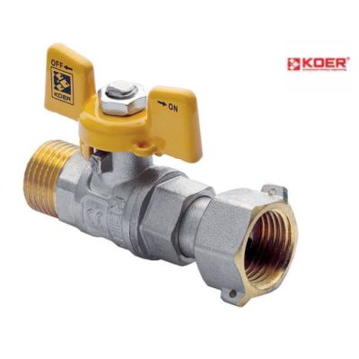 Кран шаровой прямой KOER YELLOW KR.222.G - 1/2" ГШБ ГАЗ с накидной гайкой