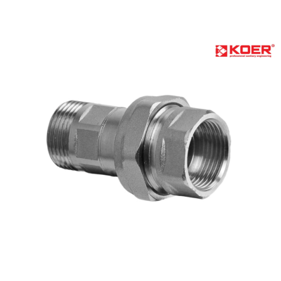 Американка KOER KR.175.N пряма - 3/4" (нікель) із зворотним клапаном