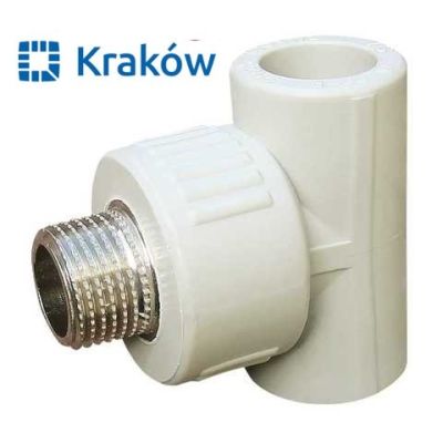 Тройник резьба наружная Krakow D25*1/2 (латунь)
