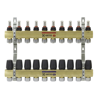 Коллекторный блок с расходомерами Raftec GOLD 1" 10 WAYS (LCR-1.10)
