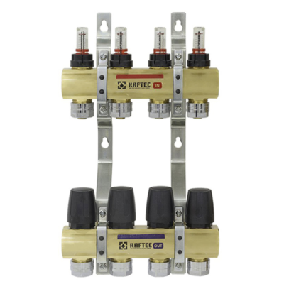 Коллекторный блок с расходомерами Raftec GOLD 1" 4 WAYS (LCR-1.4)