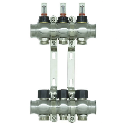 Коллекторный блок с расходомерами Raftec STEEL 1" 3 WAYS (RC03-03)