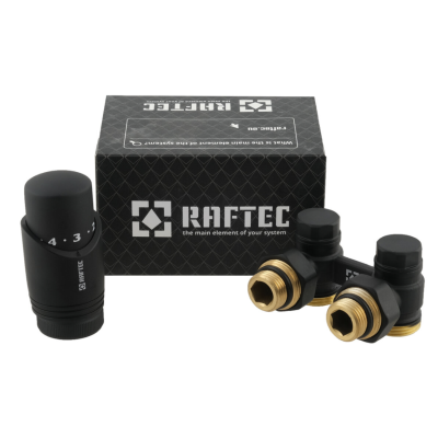 Термокомплект нижнего подключения Raftec BLACK 1/2" (DAHU11-B) угловой