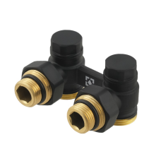 Узел нижнего подключения радиатора Raftec BLACK 1/2"*3/4" (HRKА11-B) угловой