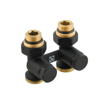 Узел нижнего подключения радиатора Raftec BLACK 1/2"*3/4" (DHRKS11-B) прямой 