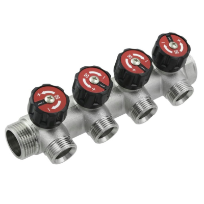 Коллектор с регулирующими вентилями Raftec 1"*3/4" - 4 WAYS (KV03024)