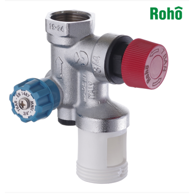 Группа безопасности бойлера вертикальная ROHO R2110-050 - 1/2*3/4" ВН (с переходником)