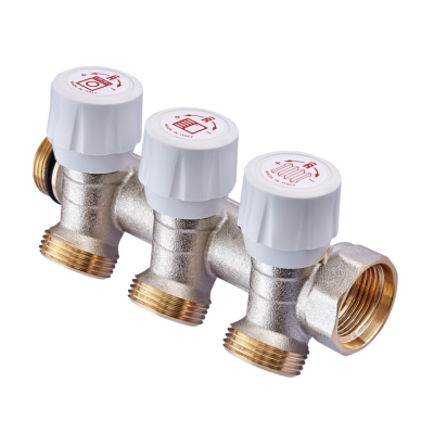 Коллектор с регулирующими вентилями ROHO R809-03 - 3/4"*3/4" EK (RO0250) - 3 вых.