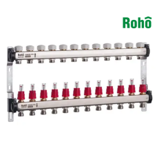 Коллекторный блок с расходомерами и термостатическими клапанами ROHO R804-12 - 1"*12 выходов