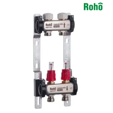 Коллекторный блок с расходомерами и термостатическими клапанами ROHO R804-02 - 1"*2 выхода