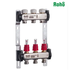 Коллекторный блок с расходомерами и термостатическими клапанами ROHO R804-03 - 1"*3 выхода