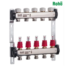 Коллекторный блок с расходомерами и термостатическими клапанами ROHO R804-05 - 1"*5 выхода