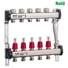 Коллекторный блок с байпасом, расходомерами и термостат. клапанами ROHO R814-05 - 1"*5 вых